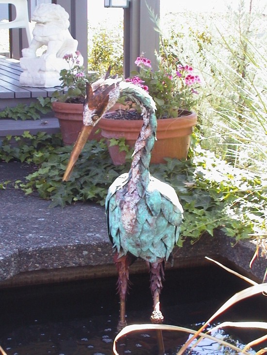 Copper Sculpture Heron Scare 'Em